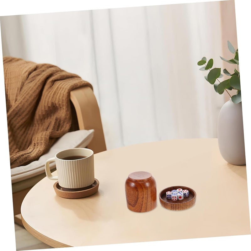 Yardwe Wooden Dices Shaker Cup Lid Solid Wood Dice Cup for Ktv Bar Game Party Dice - Image 5